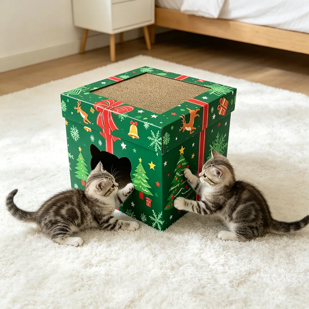 Holiday Custom Edition Christmas Surprise Cat Bed and Scratching Post WW-0021