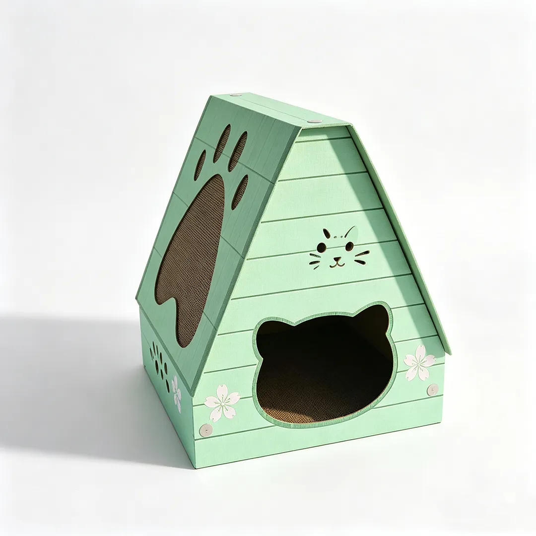 High-Quality Custom-Made Mint-Green Triangular Cat House WW-0024