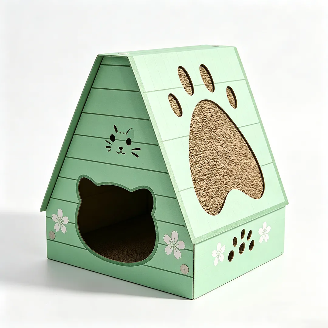 High-Quality Custom-Made Mint-Green Triangular Cat House WW-0024