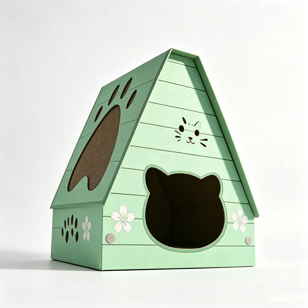 High-Quality Custom-Made Mint-Green Triangular Cat House WW-0024