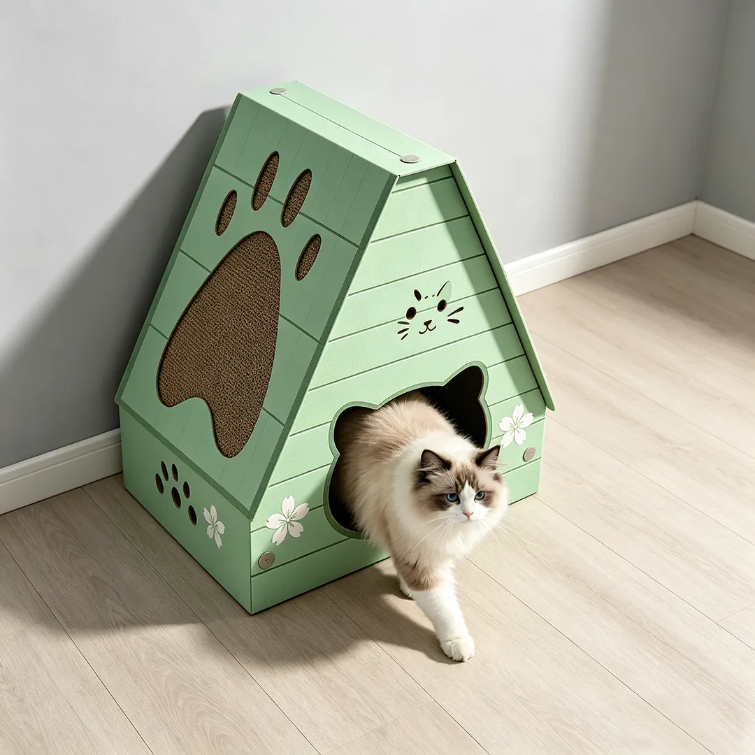 High-Quality Custom-Made Mint-Green Triangular Cat House WW-0024