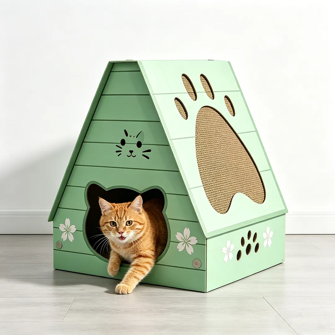 High-Quality Custom-Made Mint-Green Triangular Cat House WW-0024