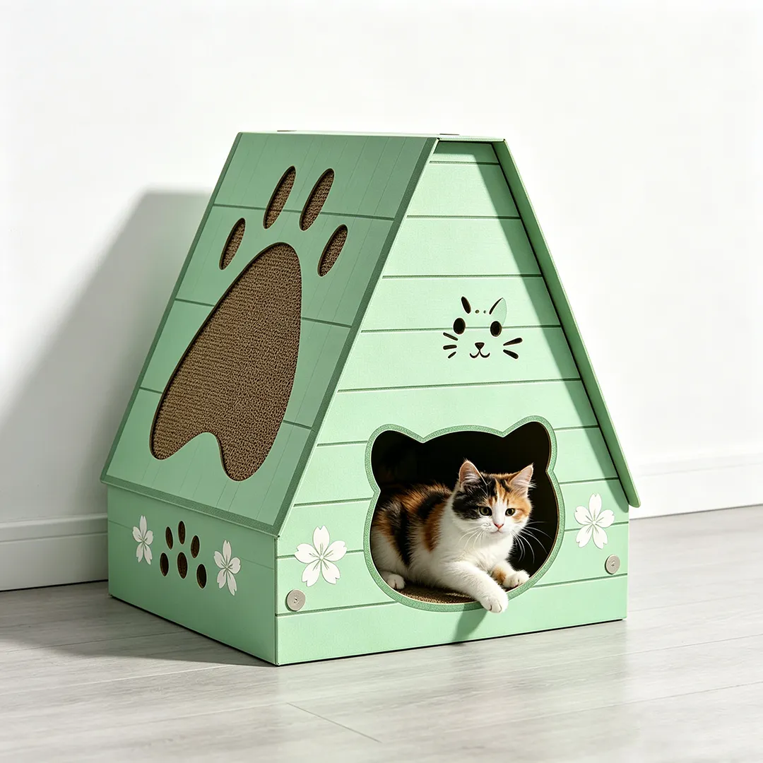 High-Quality Custom-Made Mint-Green Triangular Cat House WW-0024