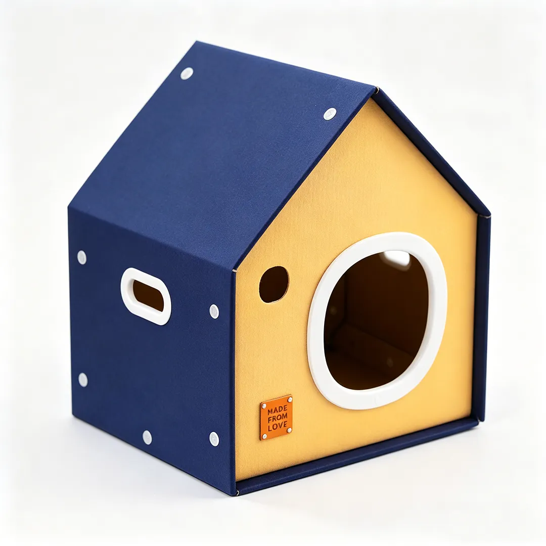 High-Quality Custom Blue and Yellow Contrasting Cottage Cat Bed WW-0025