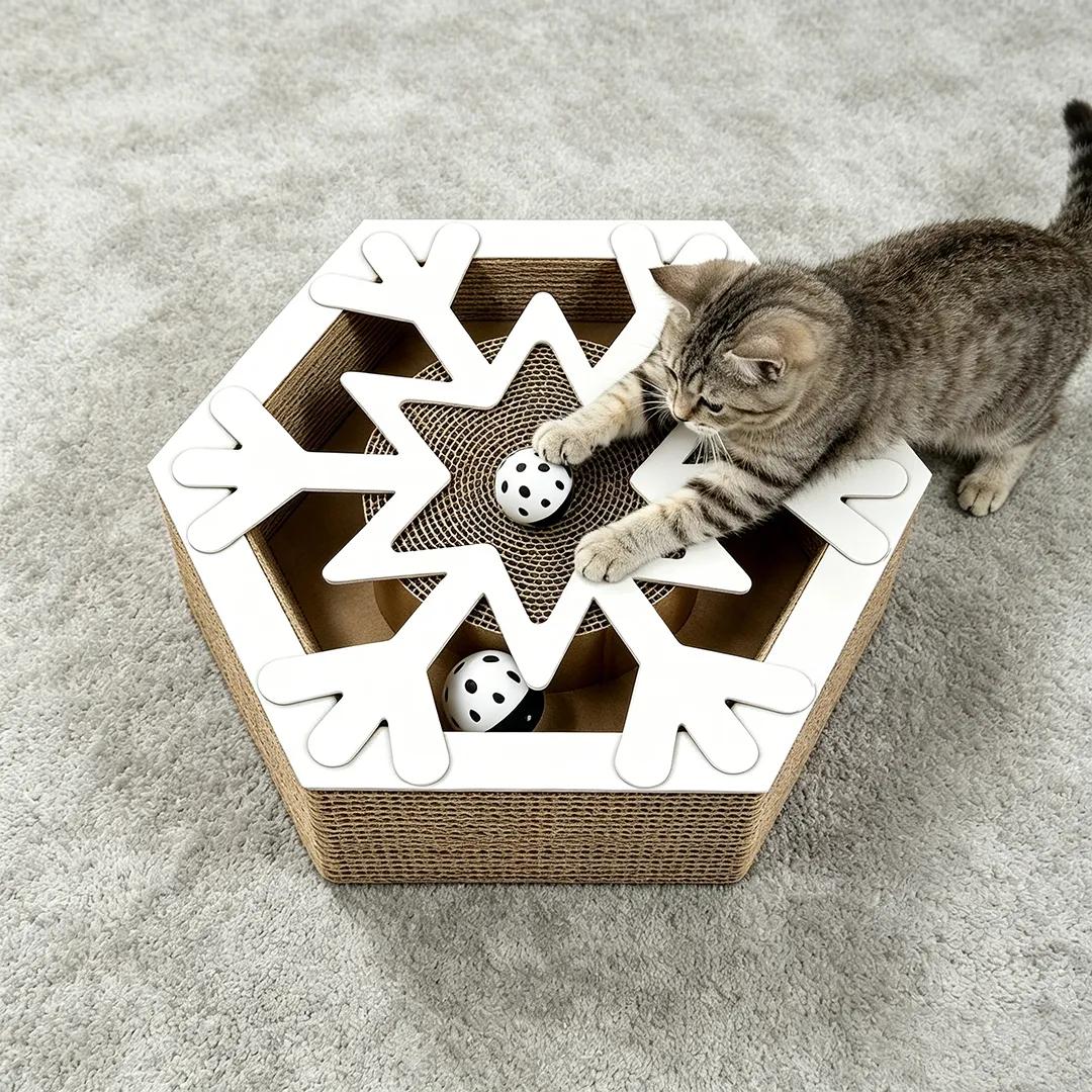 Custom Cat Scratching Toy Hexagonal Snowflake Shape WJ-0023