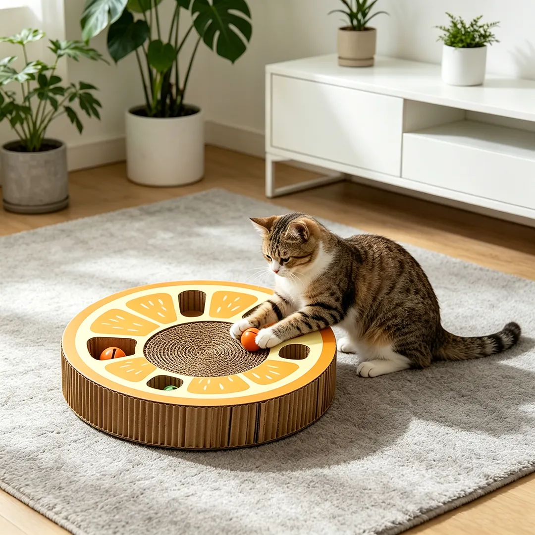 Shape custom fruit slice ball cat scratch board WJ-0024