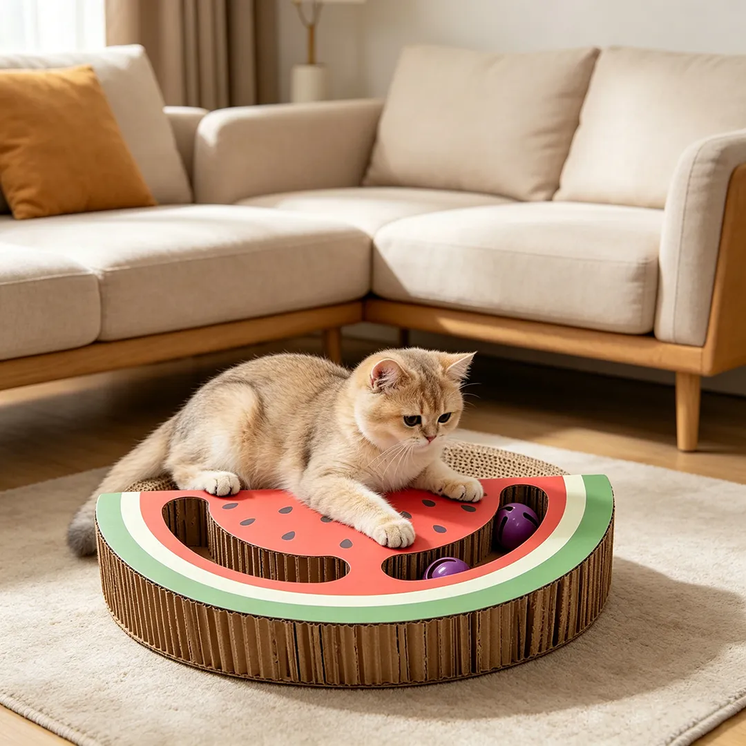 Shape custom fruit slice ball cat scratch board WJ-0024