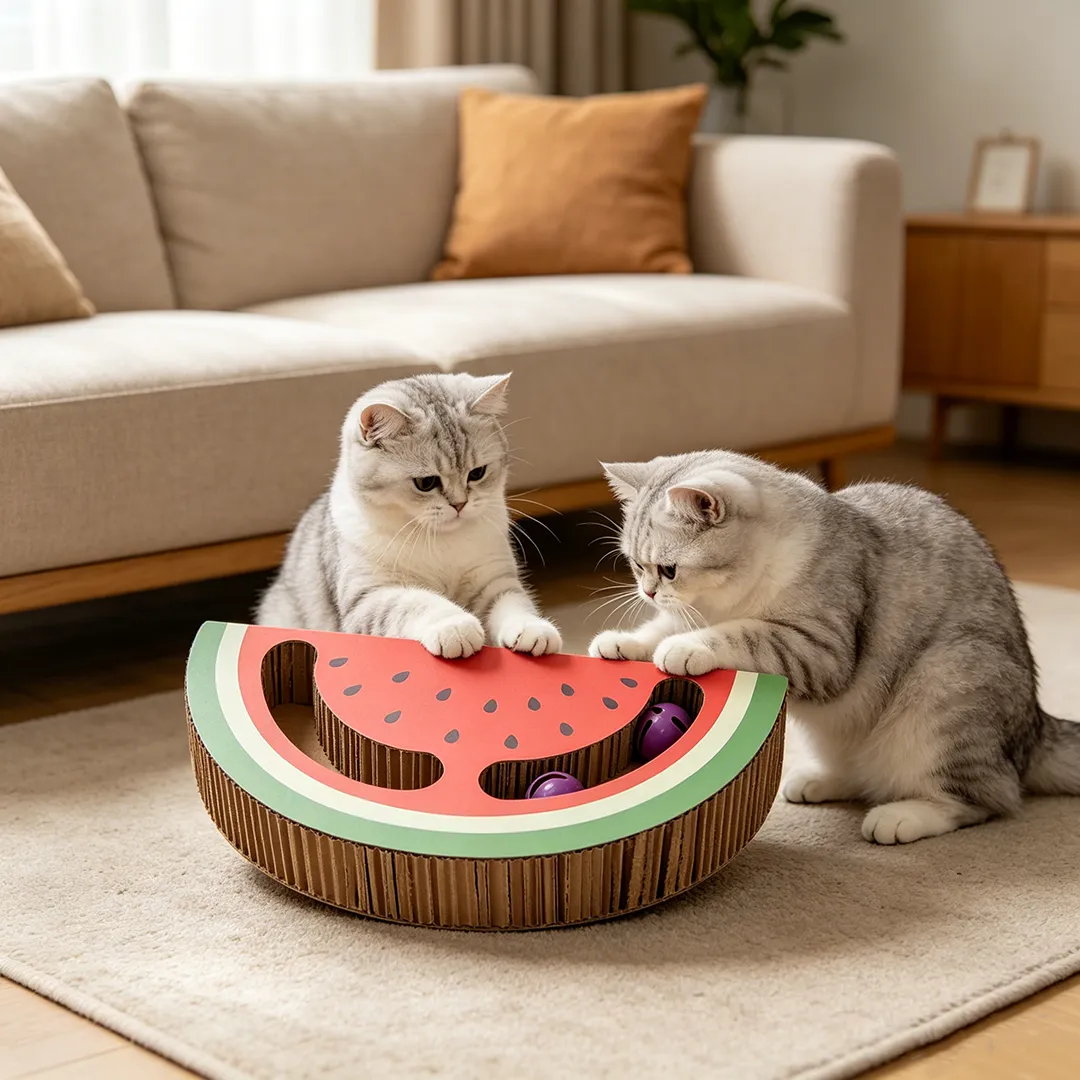 Shape custom fruit slice ball cat scratch board WJ-0024