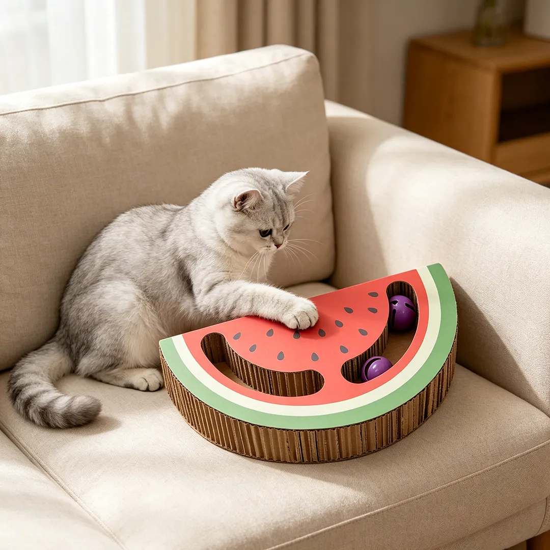 Shape custom fruit slice ball cat scratch board WJ-0024