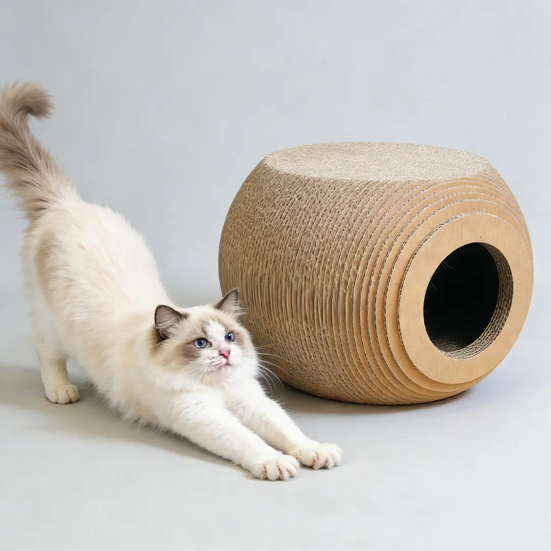 Highly Customizable Spherical Corrugated Cardboard Cat Scratching House WW-0028