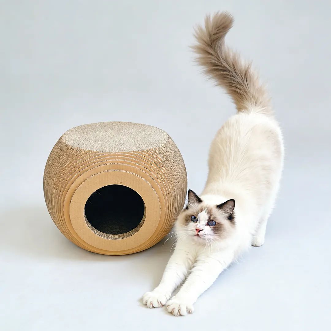 Highly Customizable Spherical Corrugated Cardboard Cat Scratching House WW-0028