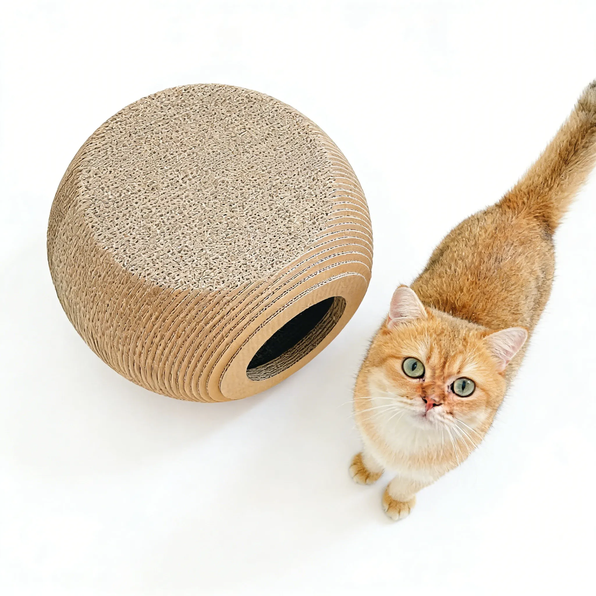Highly Customizable Spherical Corrugated Cardboard Cat Scratching House WW-0028
