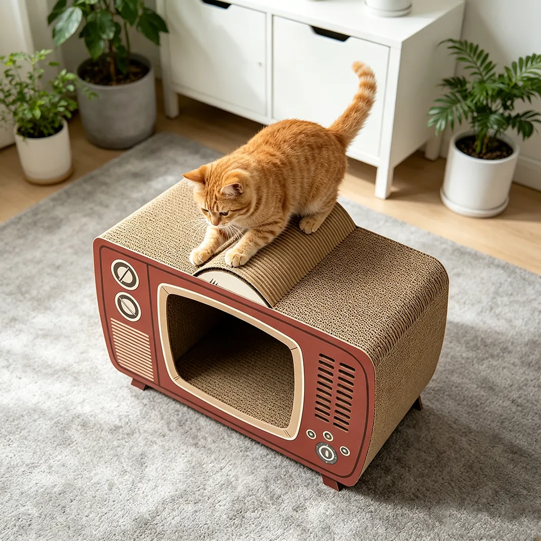 Wholesale Cat Bed And Scratcher Custom American Retro TV Shape WW-0030
