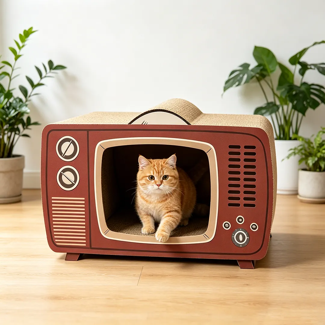Wholesale Cat Bed And Scratcher Custom American Retro TV Shape WW-0030