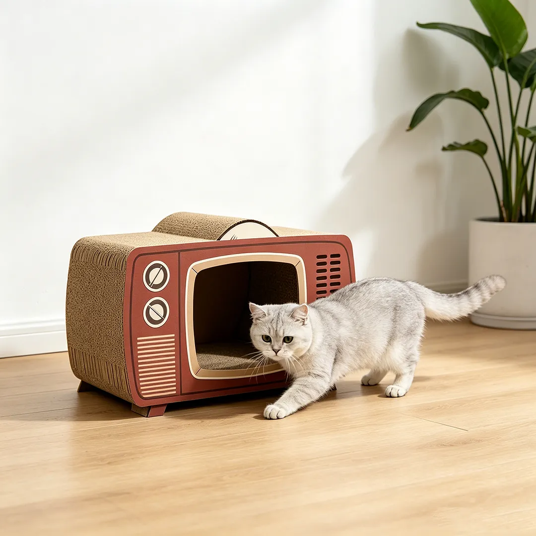 Wholesale Cat Bed And Scratcher Custom American Retro TV Shape WW-0030