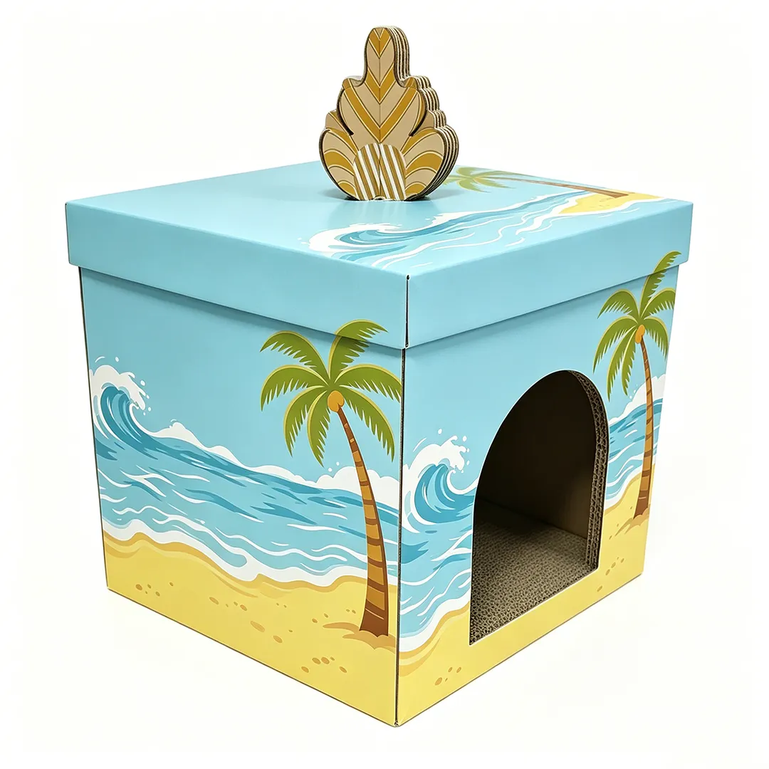 Advanced Square Box Cat Scratch House Custom Island Style WW-0031
