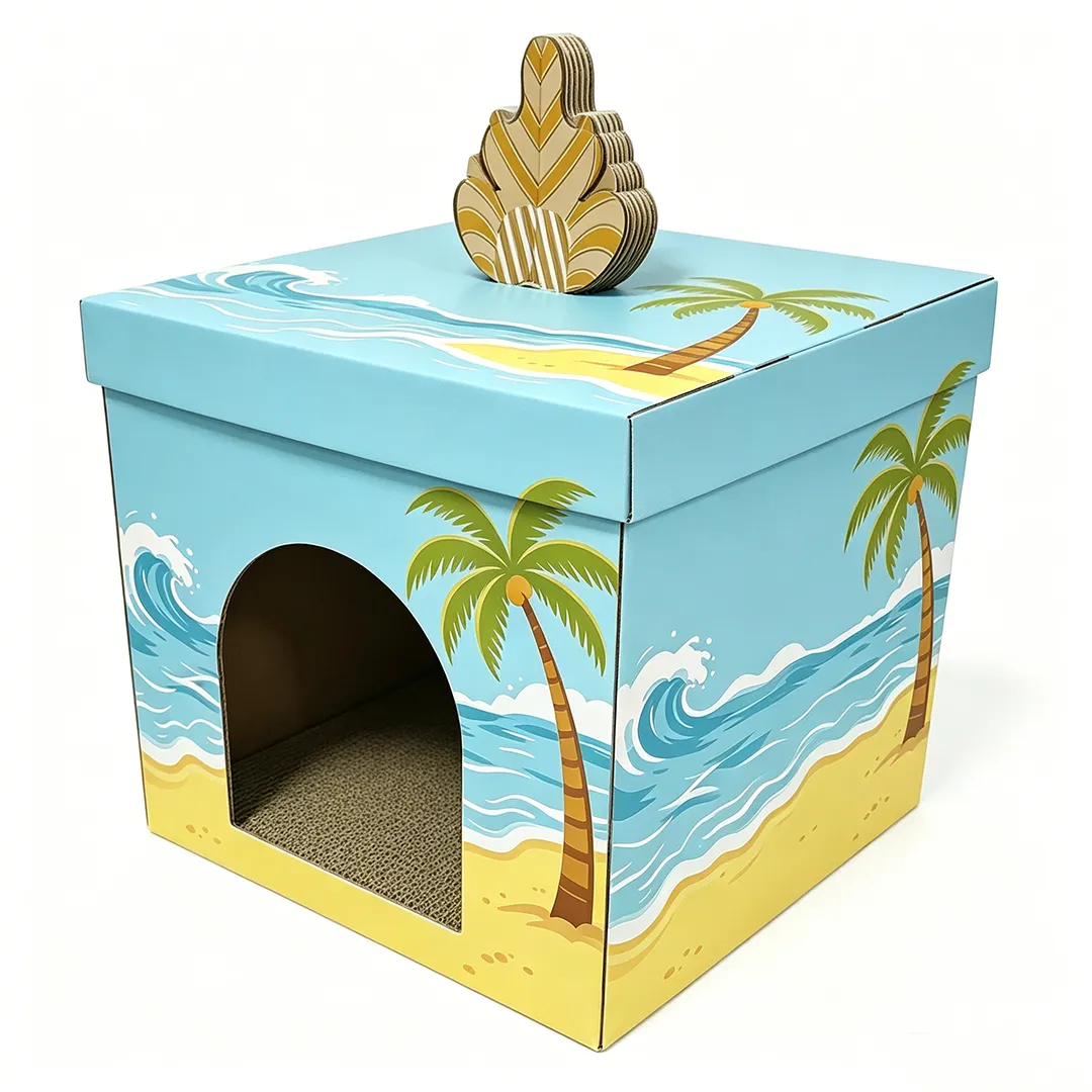 Advanced Square Box Cat Scratch House Custom Island Style WW-0031