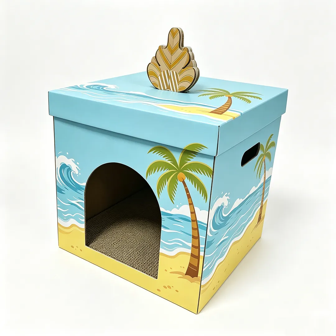 Advanced Square Box Cat Scratch House Custom Island Style WW-0031