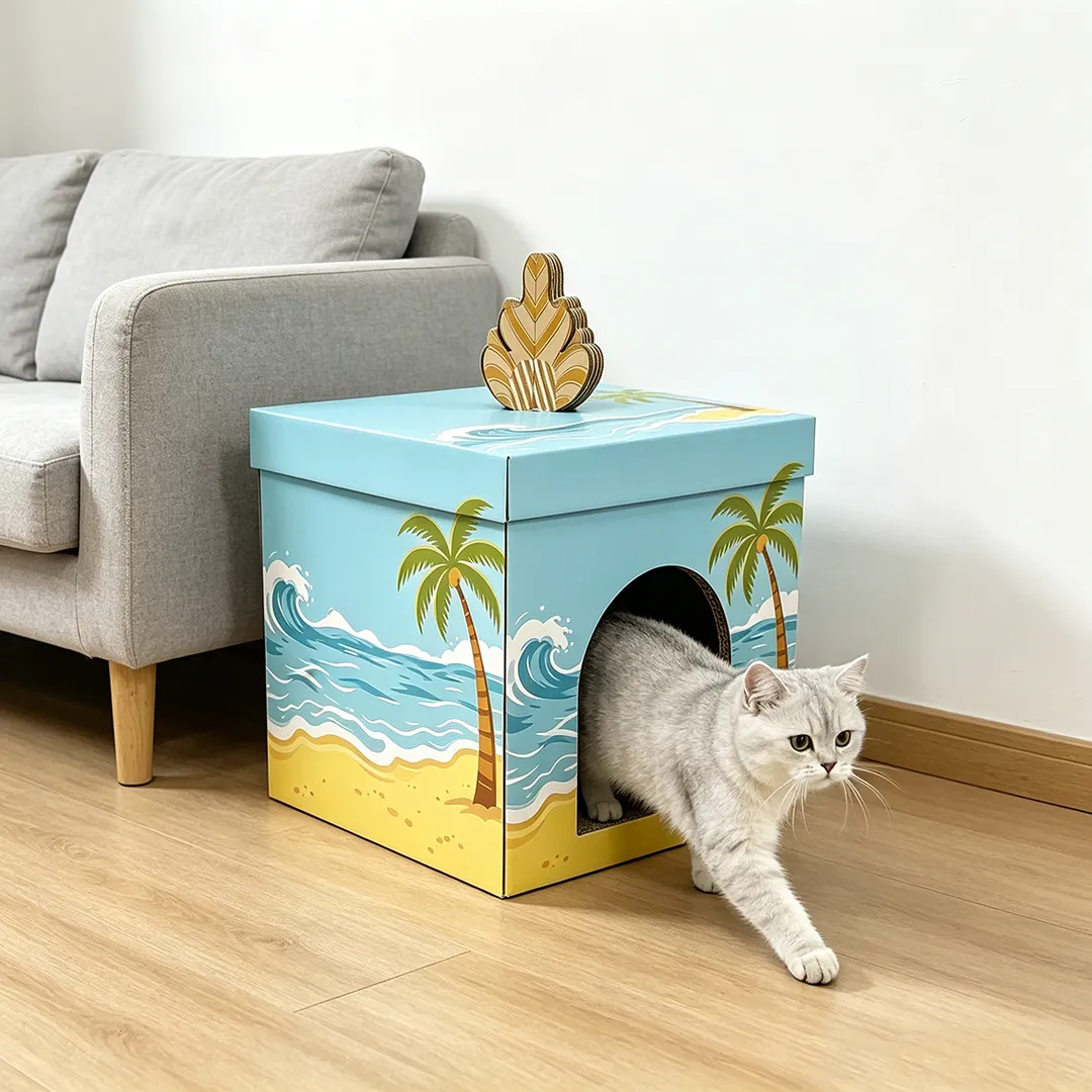 Advanced Square Box Cat Scratch House Custom Island Style WW-0031