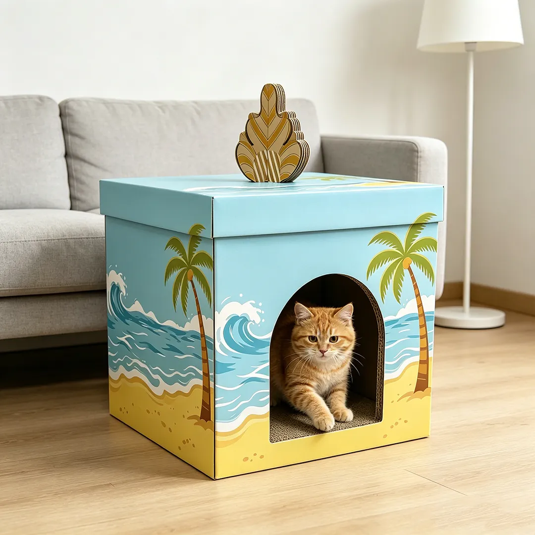 Advanced Square Box Cat Scratch House Custom Island Style WW-0031