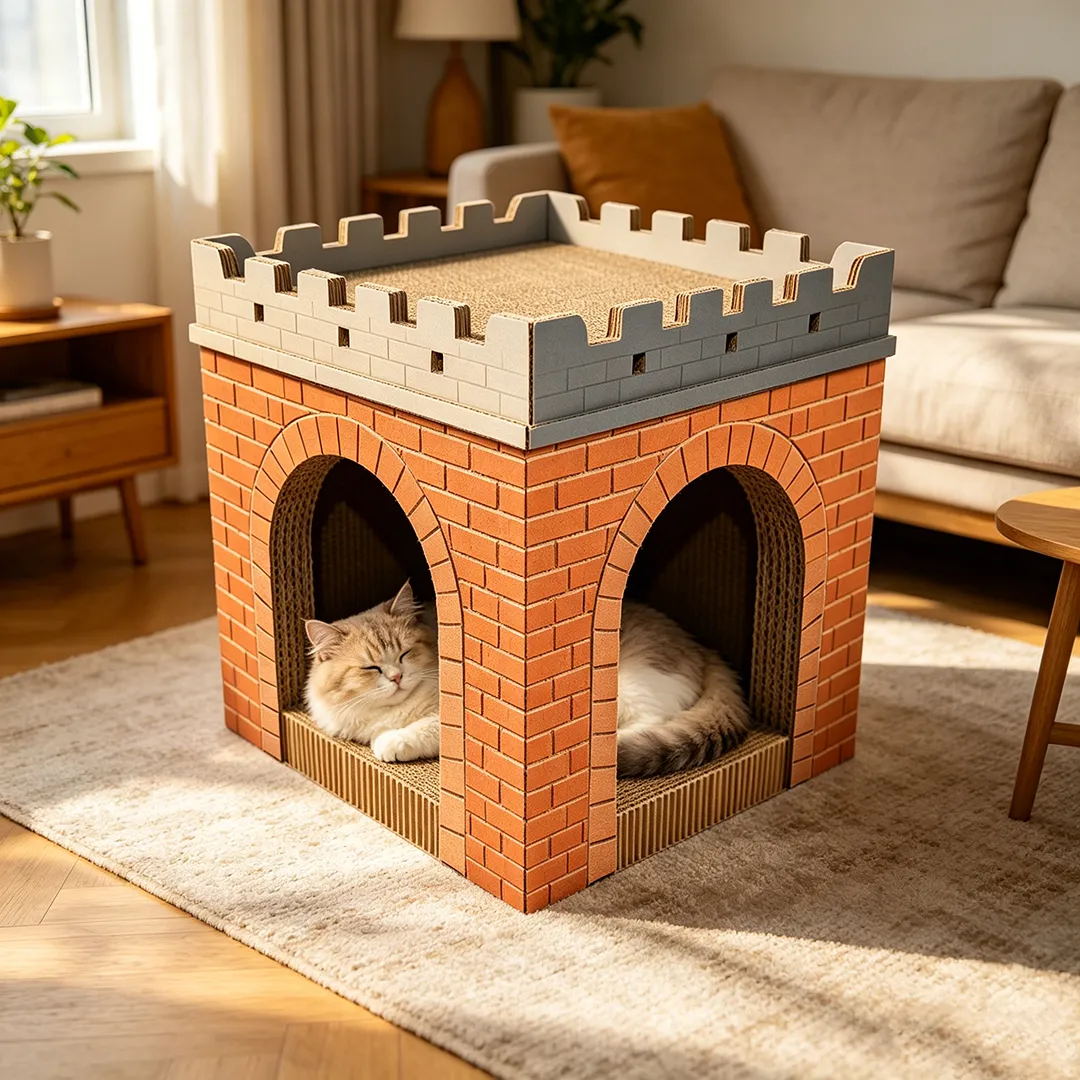 Wholesale Custom Cat Nest Bed Red Brick Castle Cat Scratch WW-0032