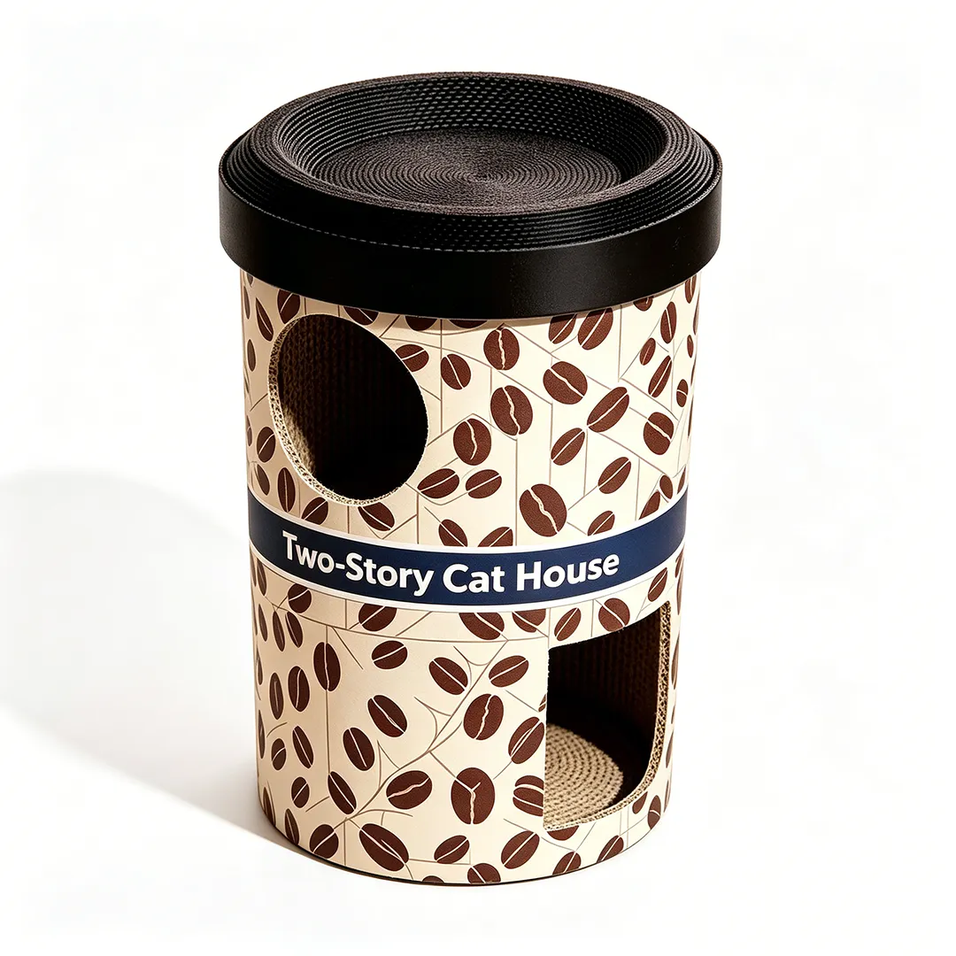 Hot Sale Coffee Can Shape Cat Cave Bed Double Layer Cat Grinding Claw House WW-0034