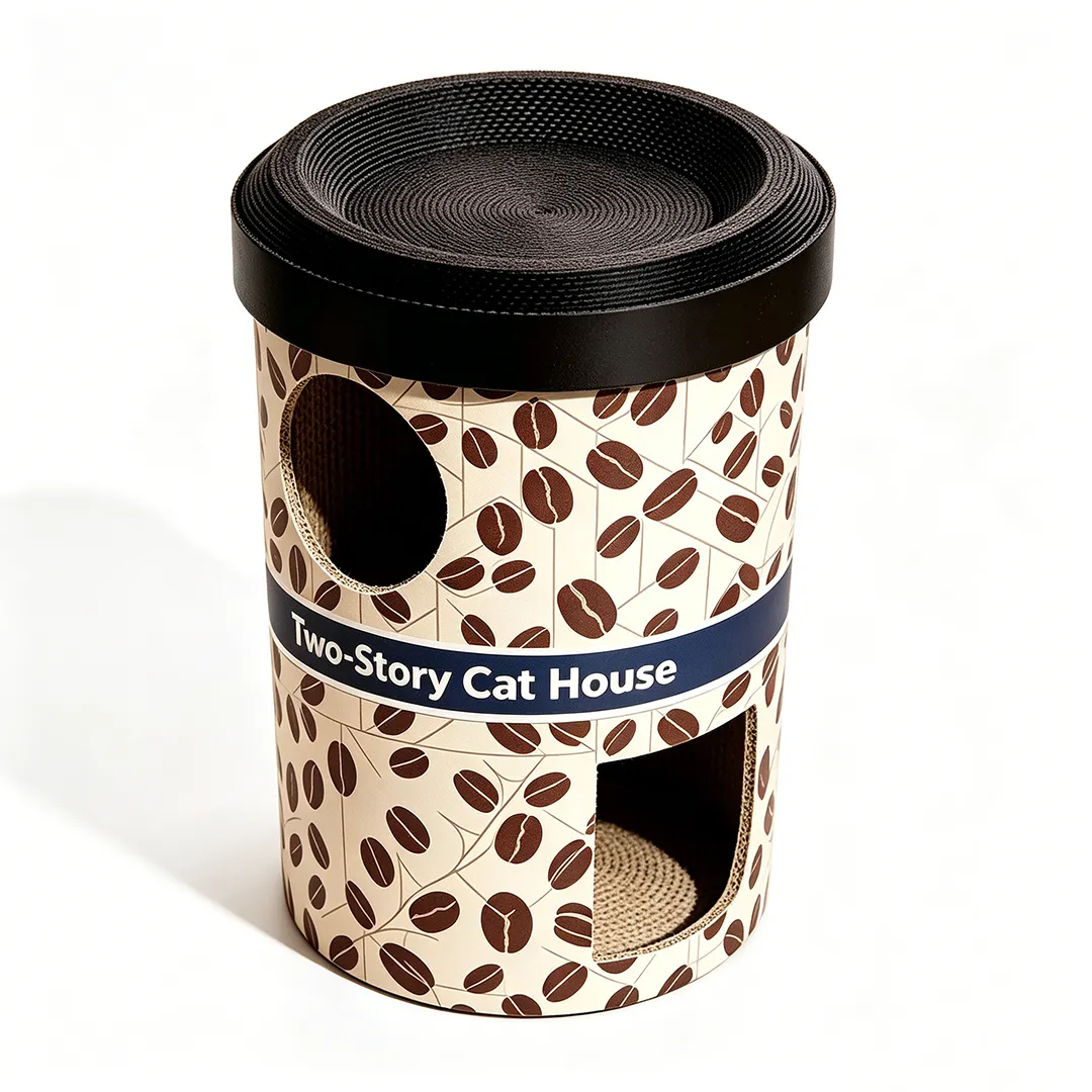 Hot Sale Coffee Can Shape Cat Cave Bed Double Layer Cat Grinding Claw House WW-0034