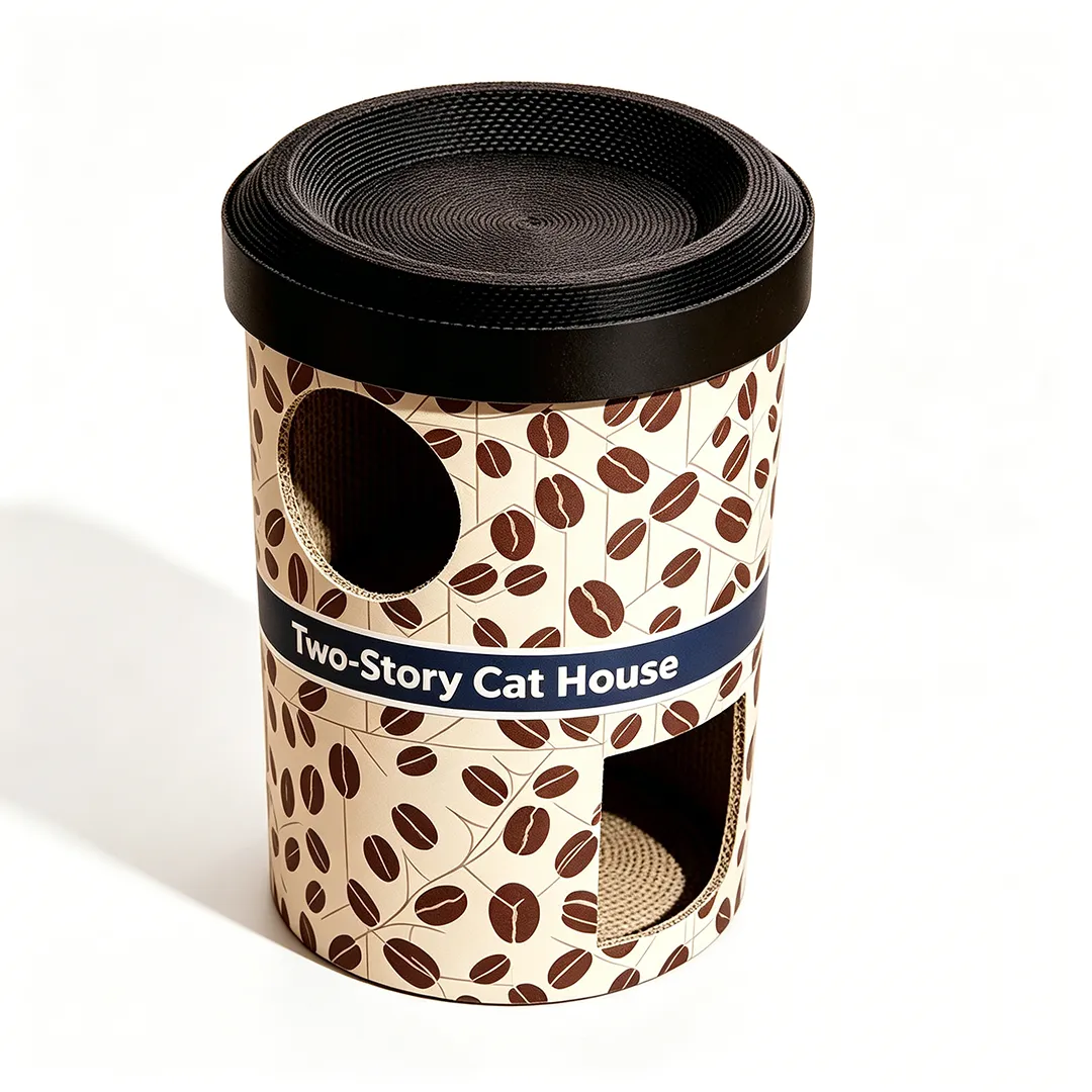 Hot Sale Coffee Can Shape Cat Cave Bed Double Layer Cat Grinding Claw House WW-0034
