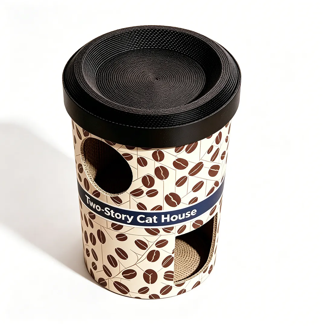 Hot Sale Coffee Can Shape Cat Cave Bed Double Layer Cat Grinding Claw House WW-0034