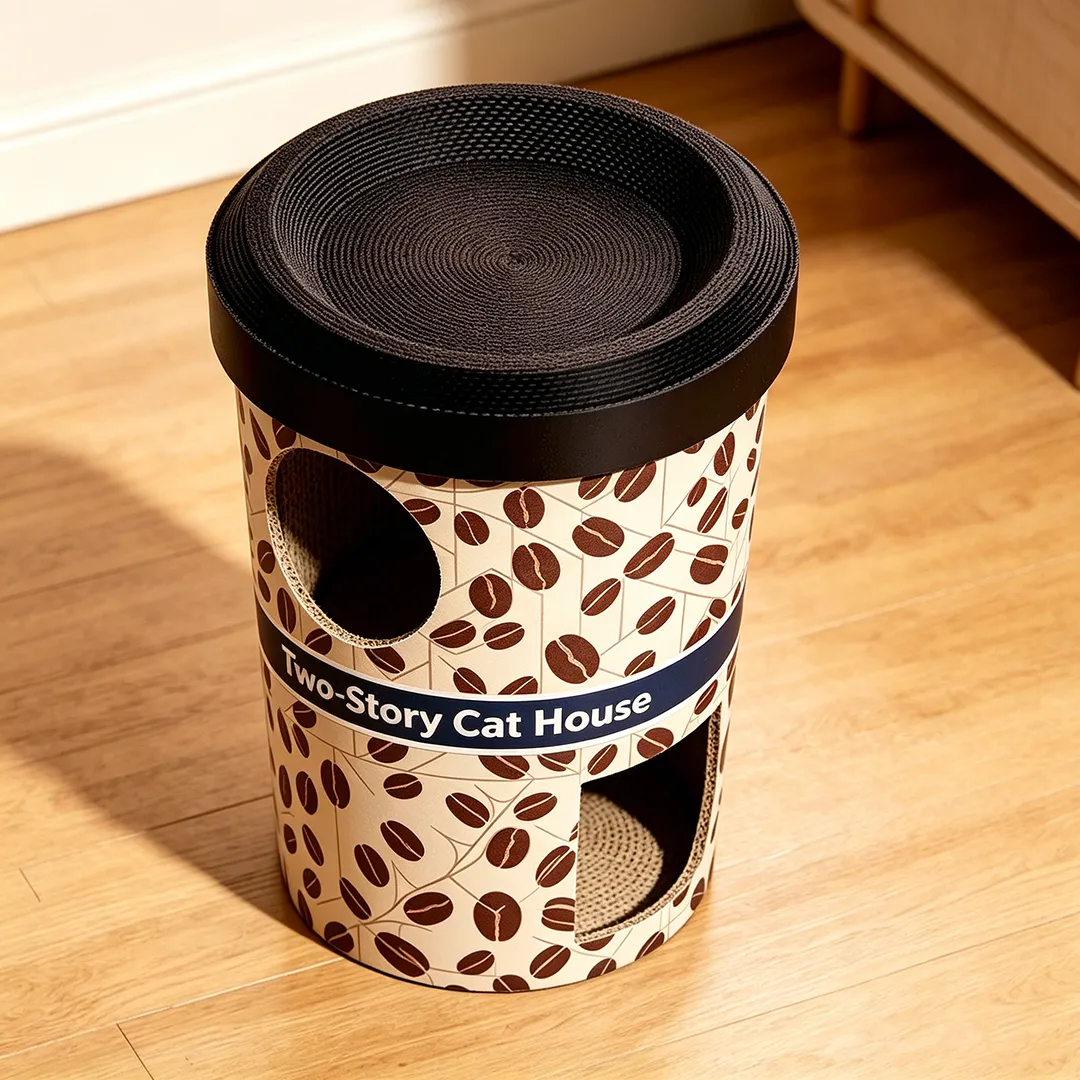 Hot Sale Coffee Can Shape Cat Cave Bed Double Layer Cat Grinding Claw House WW-0034