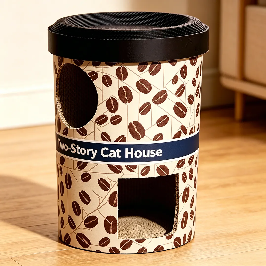Hot Sale Coffee Can Shape Cat Cave Bed Double Layer Cat Grinding Claw House WW-0034