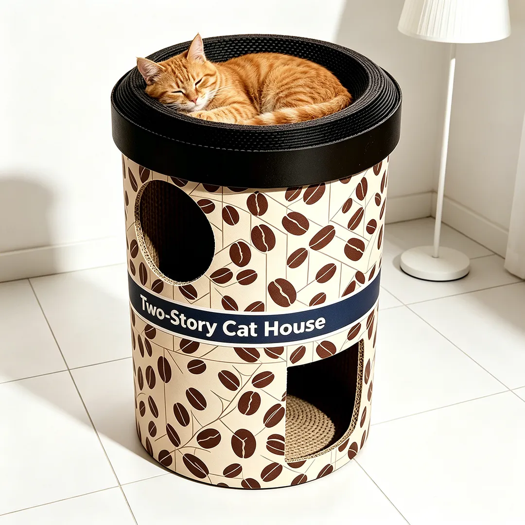 Hot Sale Coffee Can Shape Cat Cave Bed Double Layer Cat Grinding Claw House WW-0034