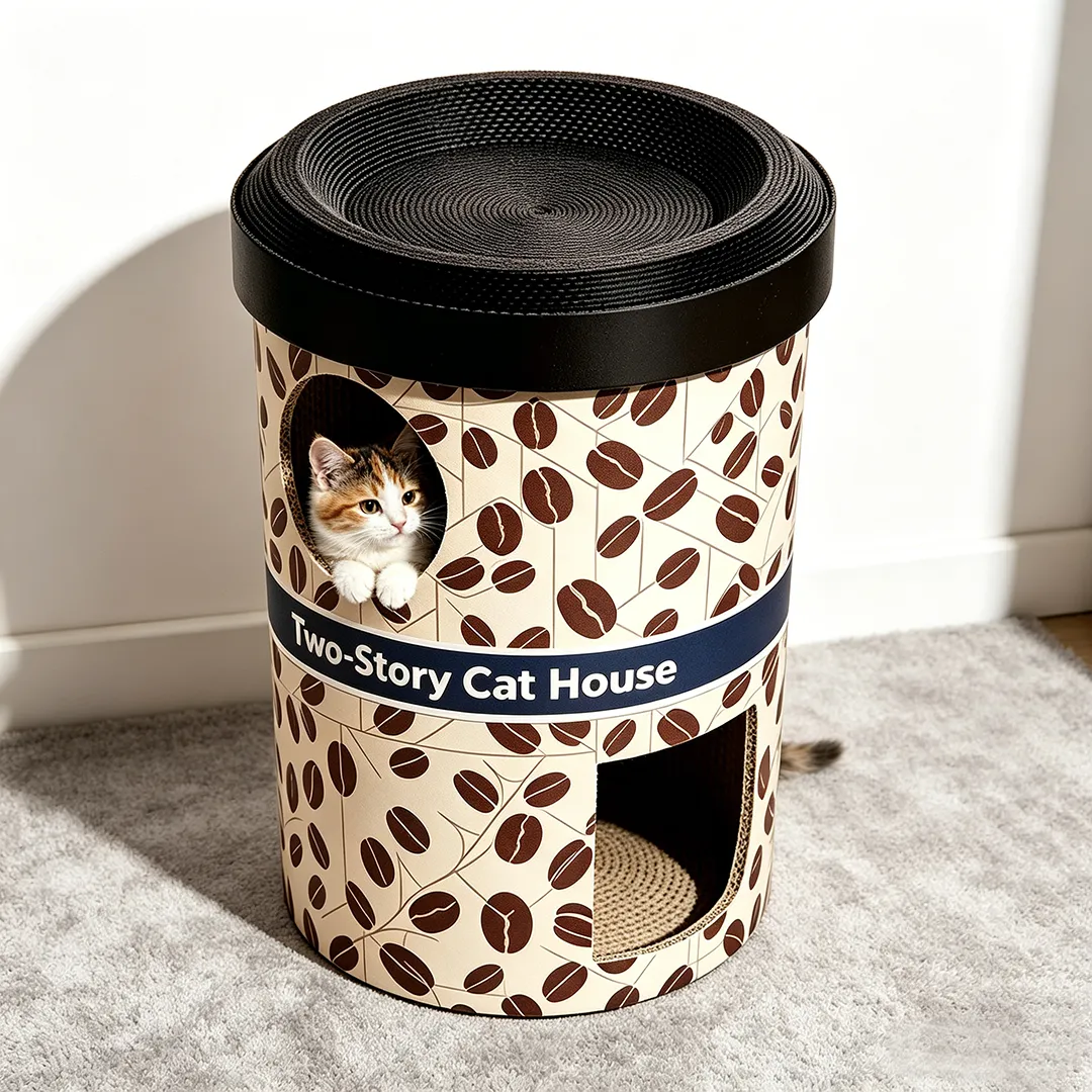 Hot Sale Coffee Can Shape Cat Cave Bed Double Layer Cat Grinding Claw House WW-0034