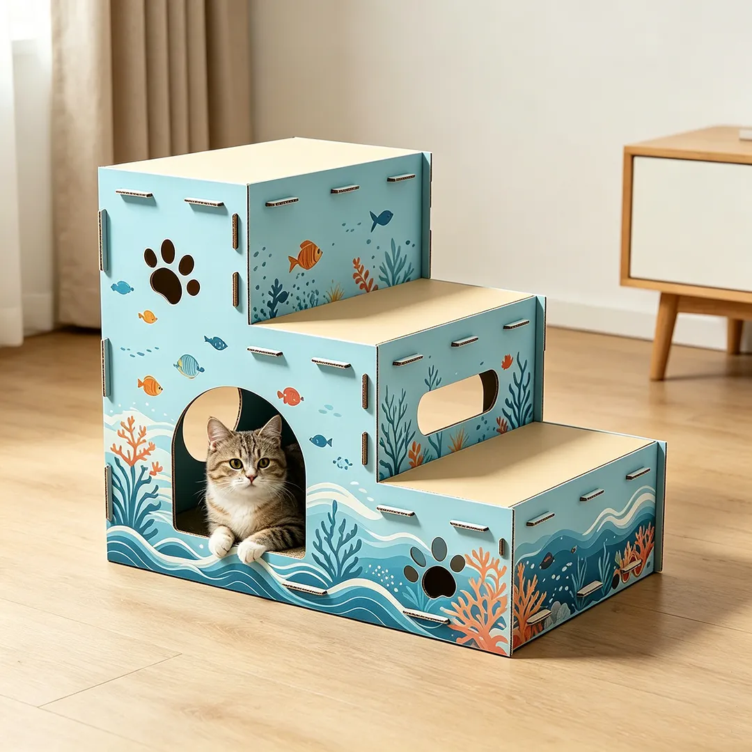 Hot Sale Wholesale Underwater World Three Ladder Cat Climbing Nest PJ-0013
