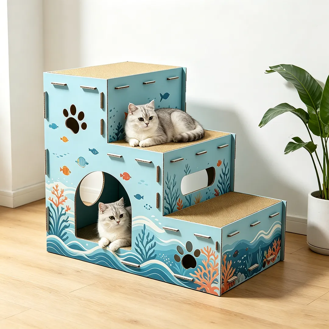 Hot Sale Wholesale Underwater World Three Ladder Cat Climbing Nest PJ-0013