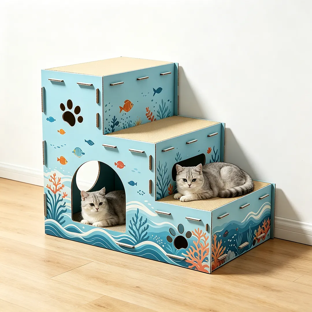Hot Sale Wholesale Underwater World Three Ladder Cat Climbing Nest PJ-0013