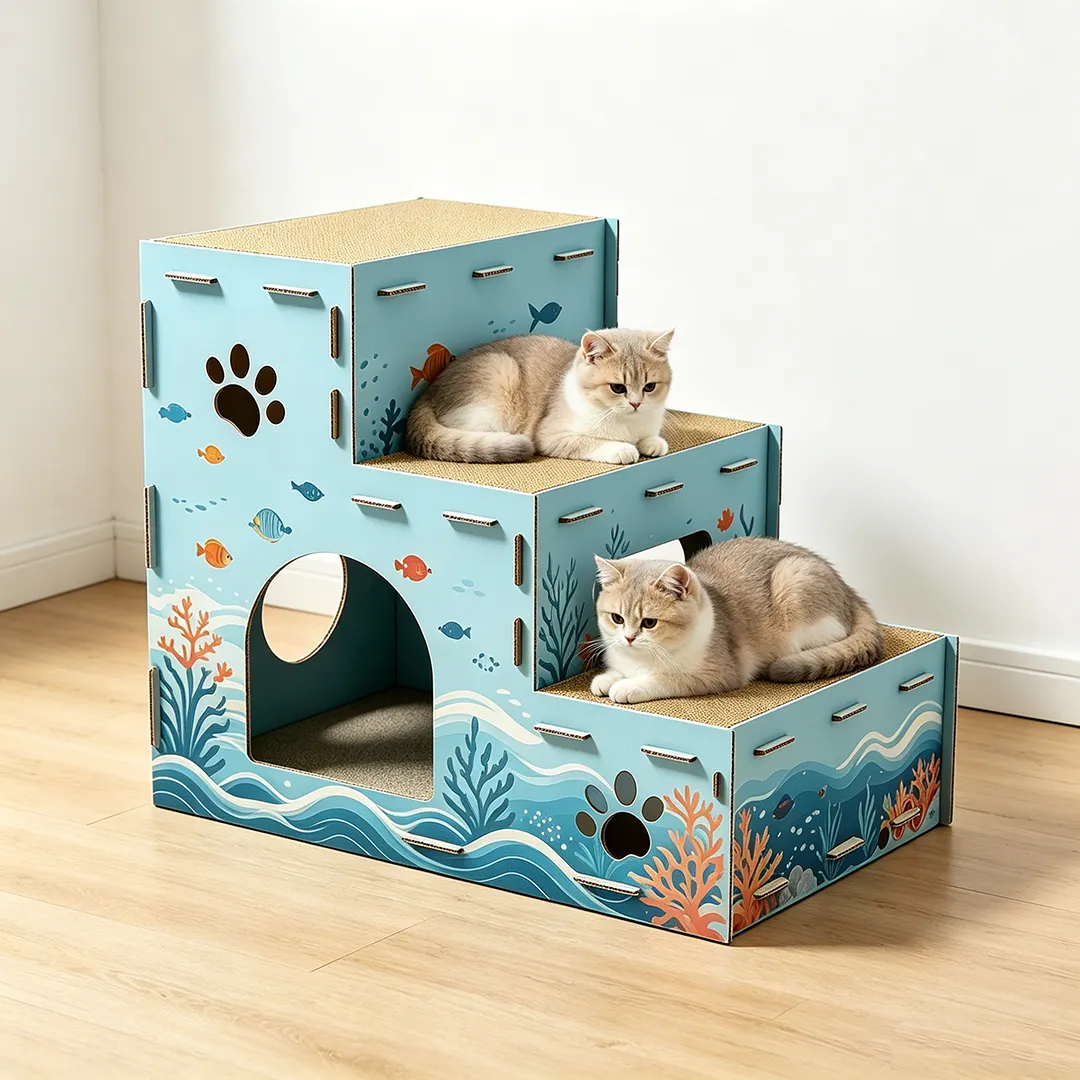 Hot Sale Wholesale Underwater World Three Ladder Cat Climbing Nest PJ-0013