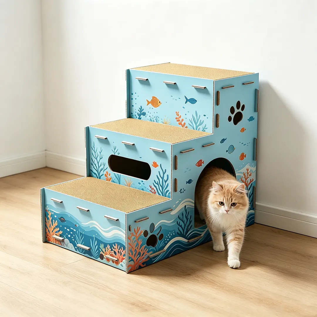 Hot Sale Wholesale Underwater World Three Ladder Cat Climbing Nest PJ-0013