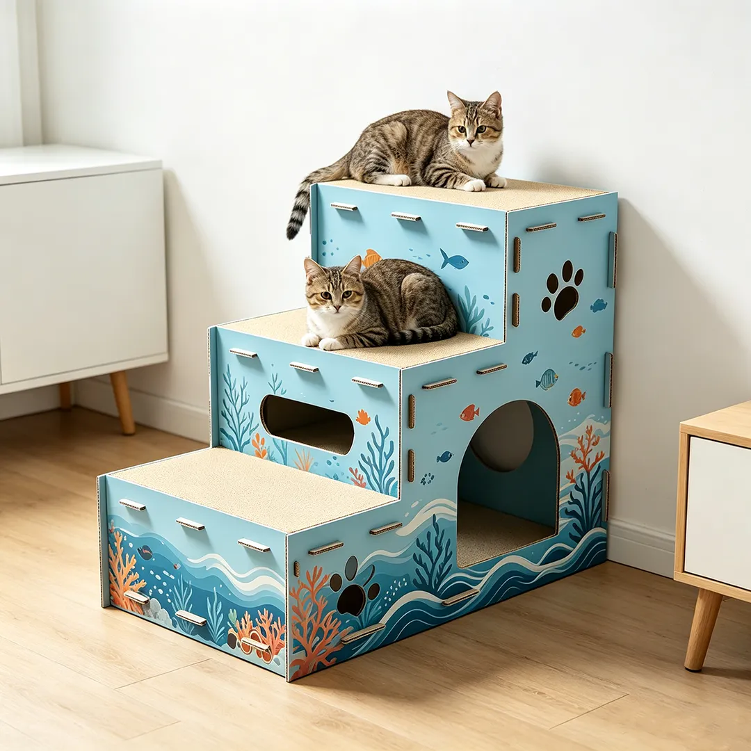 Hot Sale Wholesale Underwater World Three Ladder Cat Climbing Nest PJ-0013