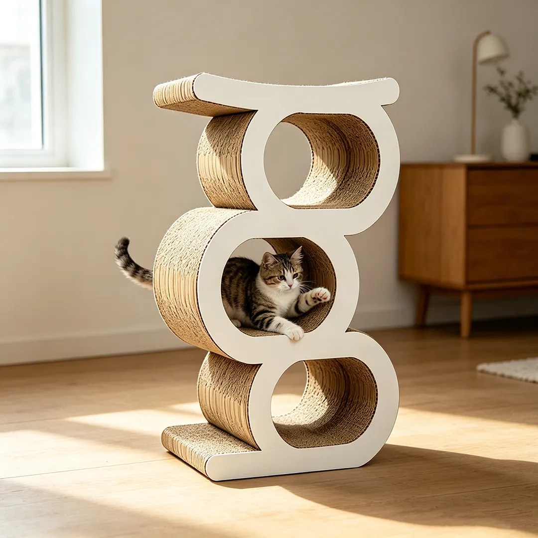 High quality custom three layer serial tunnel integrated cat scratch board PJ-0012