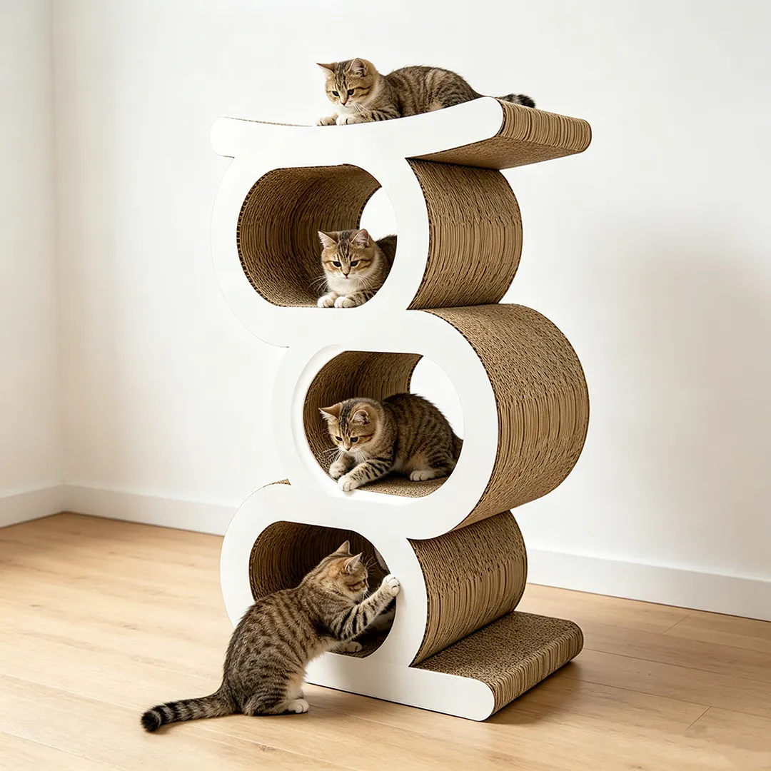High quality custom three layer serial tunnel integrated cat scratch board PJ-0012