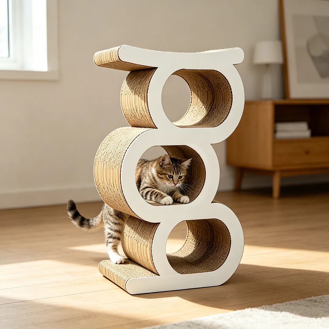 High quality custom three layer serial tunnel integrated cat scratch board PJ-0012