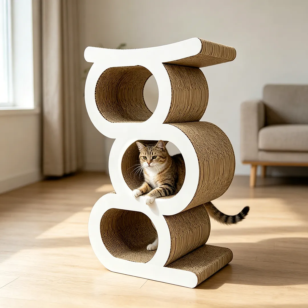 High quality custom three layer serial tunnel integrated cat scratch board PJ-0012