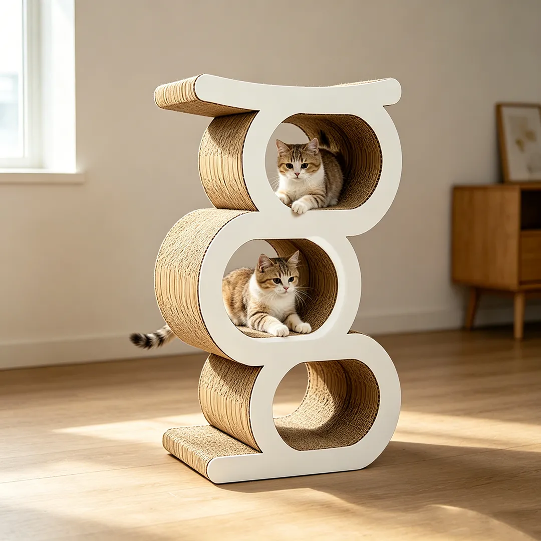 High quality custom three layer serial tunnel integrated cat scratch board PJ-0012