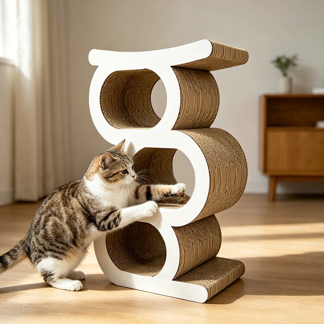 High quality custom three layer serial tunnel integrated cat scratch board PJ-0012