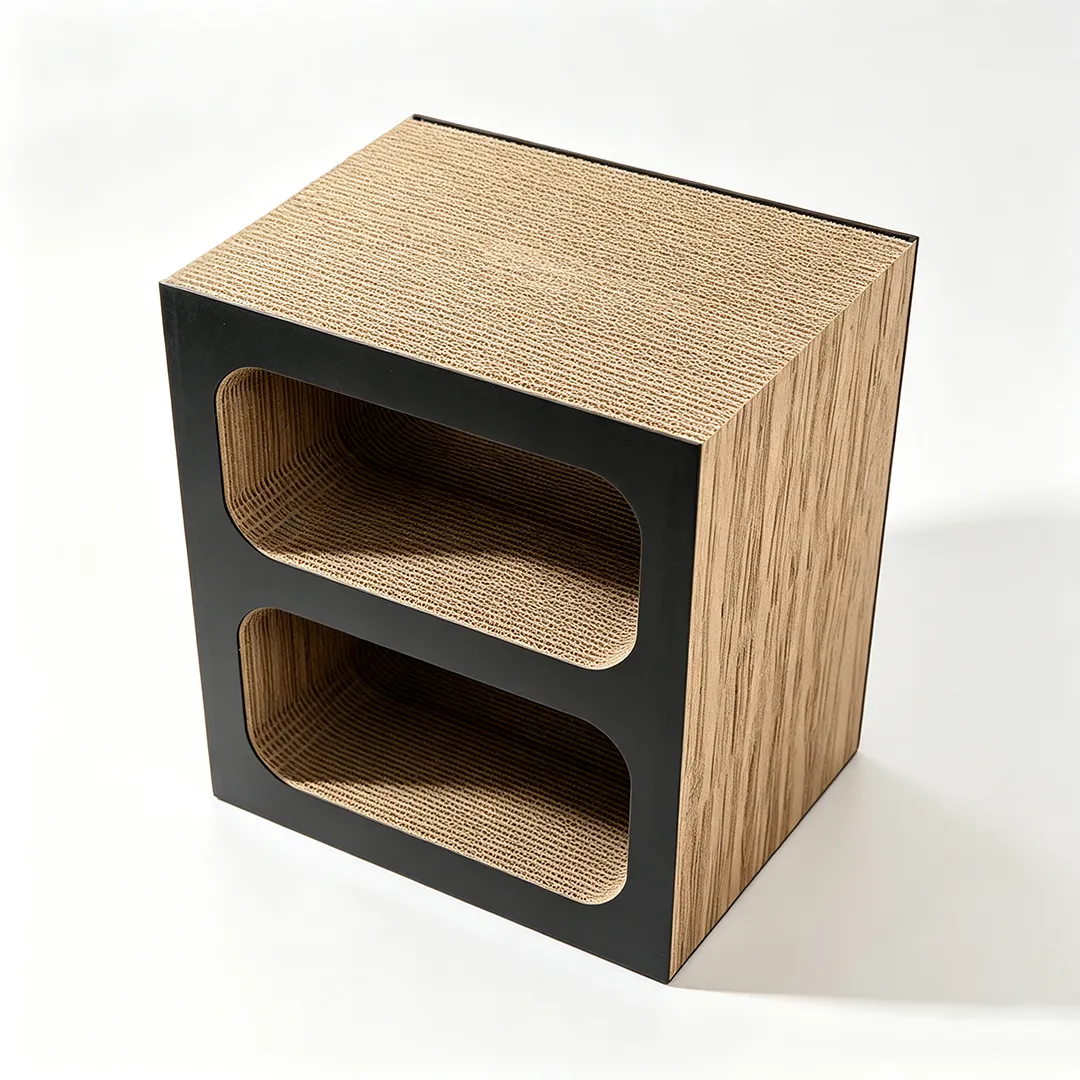 High-Quality Custom Double-Layer Square Box Cat Scratching Bed Integrated Board PJ-0015