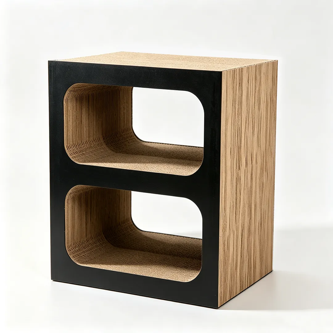 High-Quality Custom Double-Layer Square Box Cat Scratching Bed Integrated Board PJ-0015