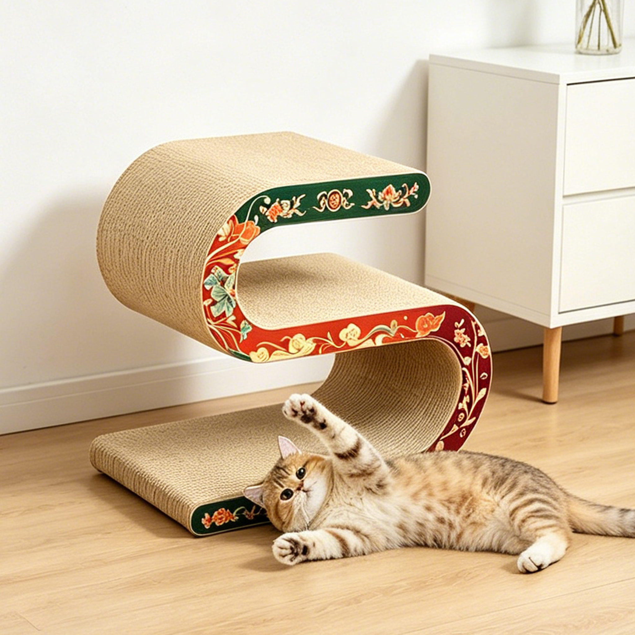 Product Title High Quality Customized National Tide S-shaped Ruyi Cat Scratch Board PJ-0016