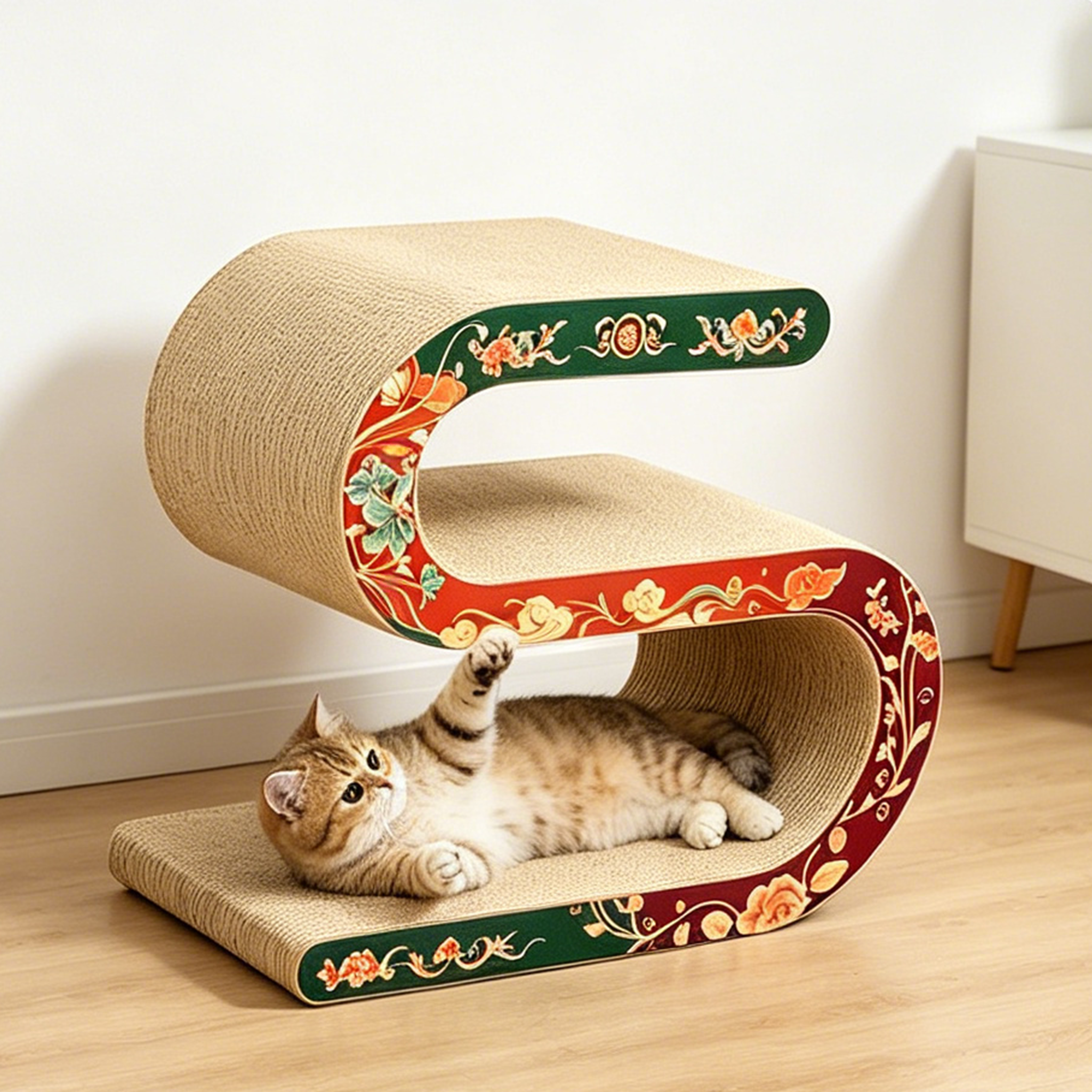 Product Title High Quality Customized National Tide S-shaped Ruyi Cat Scratch Board PJ-0016