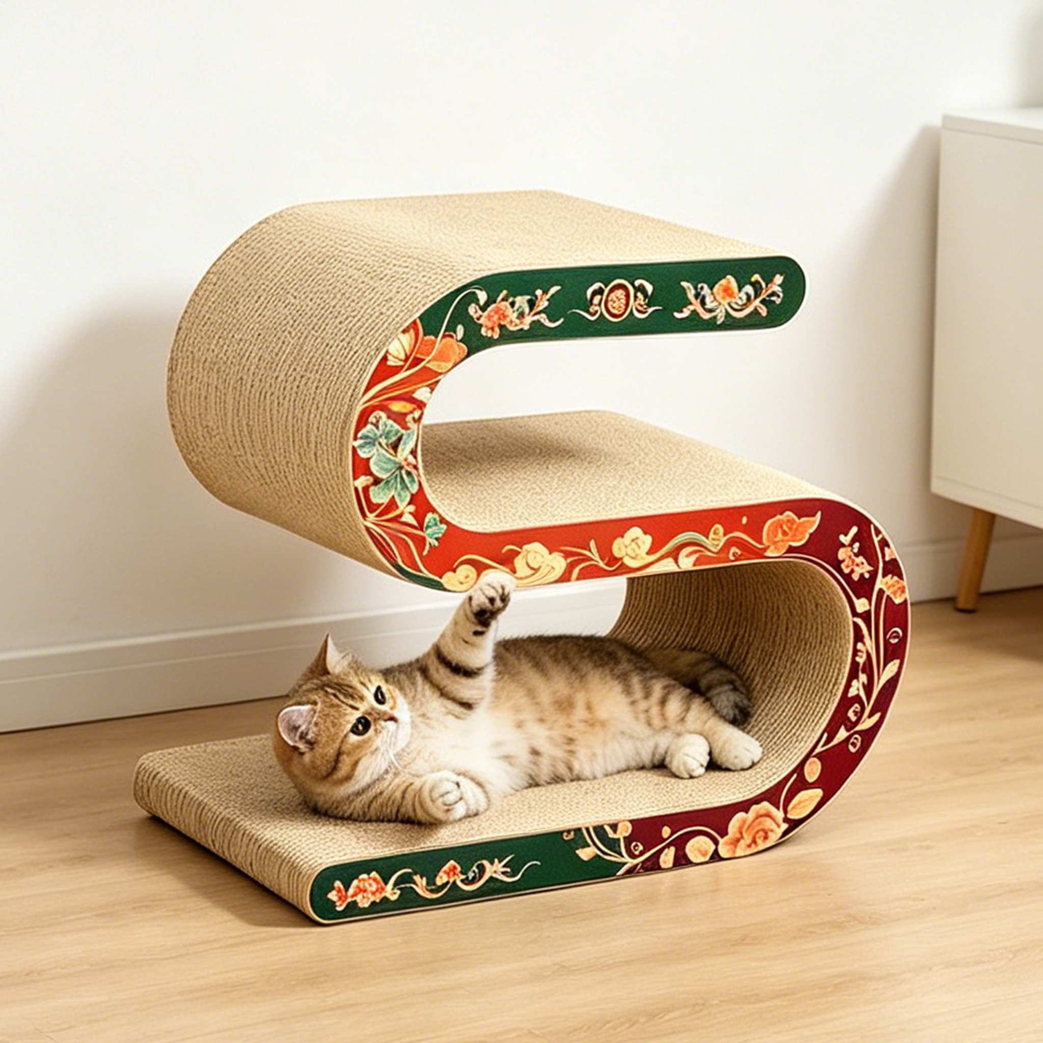 Product Title High Quality Customized National Tide S-shaped Ruyi Cat Scratch Board PJ-0016